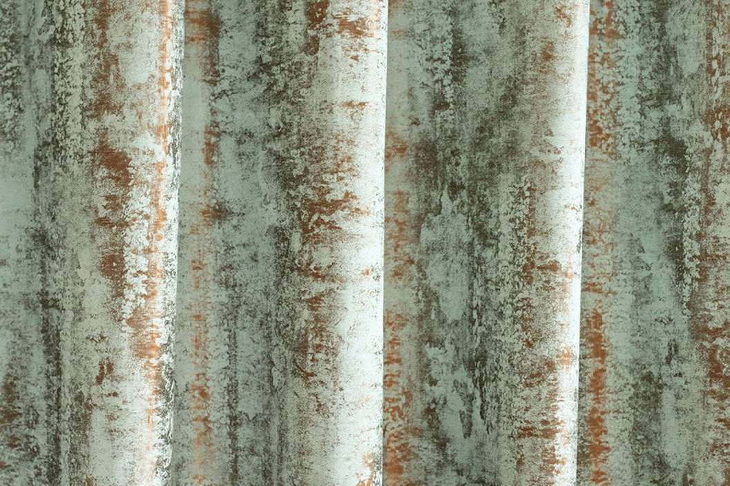 Sötétítő függöny anyag türkiz bronz metál koptatott mintával