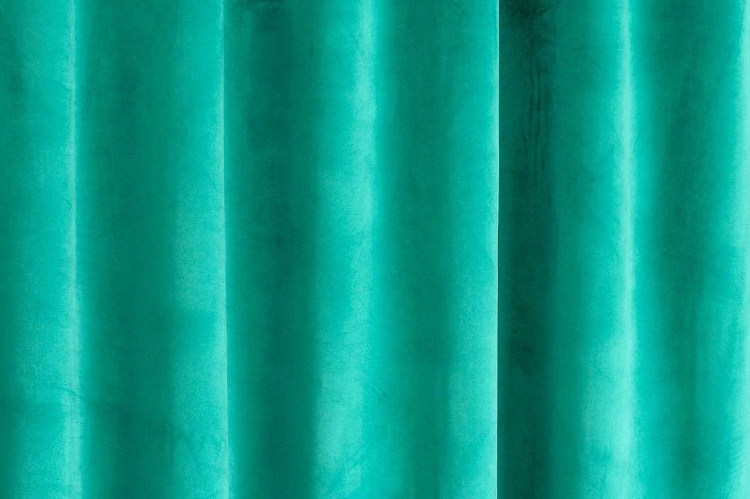 Türkiz kék sötétítő függöny anyag bársonyos tapintású